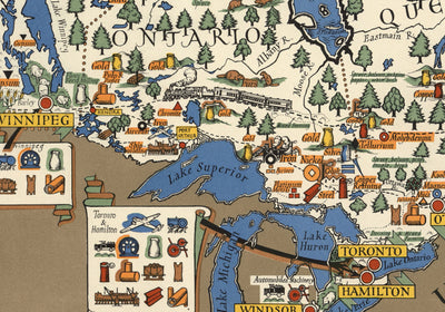 Old Map of Canada, 1942 by Max Gill - World War 2 Map of Natural & Industrial Resources