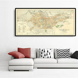 Vecchia mappa di Casablanca nel 1934 di Gaillac-Monrocq - Antica Medina, Porto di Casablanca, Derb Ghallef, Nuova Medina, Ippodromo, Anfa 
