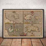 Viejo Mapa de Canal Isles, 1611 de John Speed ​​- Jersey, Guernsey, Islas Farne, Isla Holada