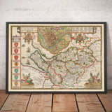 Alte Karte von Cheshire im Jahr 1611 von John Speed - Chester, Warrington, Crewe, Runcorn, Liverpool, Wirral, Merseyside 