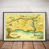 Old Map of Chicago, 1833 by Stelzer & Conley - 350 Pop. Town - Lake Michigan, Downtown, Chicago River