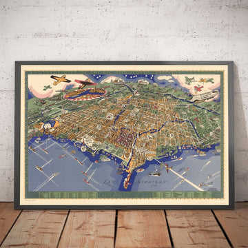 Mappa antica di Chicago, 1931 - Mappa a volo d&