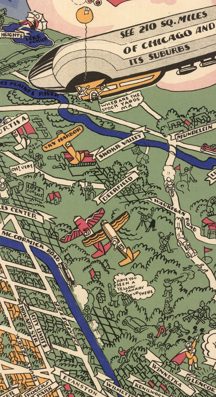 Mappa antica di Chicago, 1931 - Mappa a volo d&