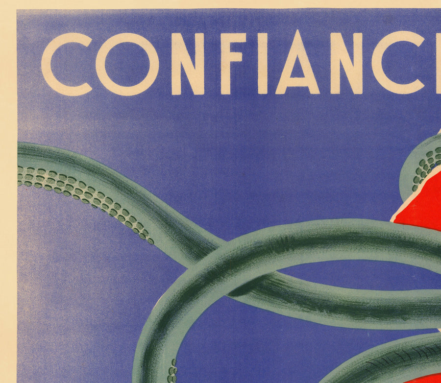 Zweiter Weltkrieg Nazi Vichy Frankreich Propagandaposter Karte - Winston Churchill als tentakelhaftes Ungeheuer 