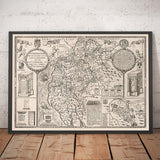 Old Map of Cumbria, 1611 by John Speed - Cumberland, Carlisle, Keswick, Lake District, Windermere, Picts & Hadrian's Wall