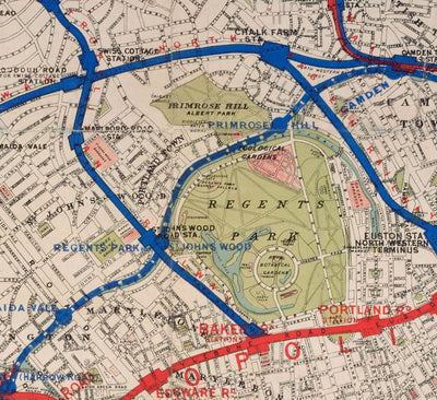 Old London District Railway Map, 1884, Third Edition - Early Underground Piccadilly, Circle, District Tube Map