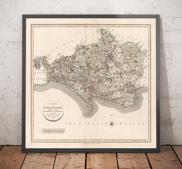 Old Map of Dorset in 1806 by John Cary - Dorchester, Poole, Weymouth, Corfe Castle, Wimborne Minster