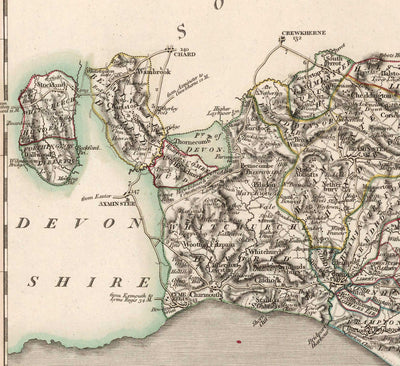 Old Map of Dorset in 1806 by John Cary - Dorchester, Poole, Weymouth, Corfe Castle, Wimborne Minster