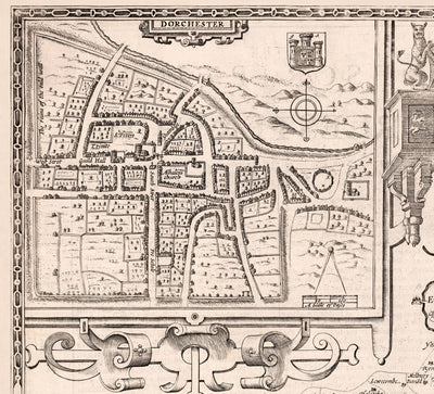 Old Map of Dorset in 1611 by John Speed - Poole, Weymouth, Dorchester, Bridport, Lyme Regis