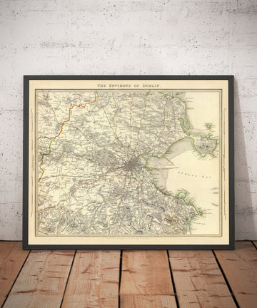 Mapa antiguo de Dublin y Suburbios, Irlanda, 1837 de Sduk - Leinster, Dublin Bay, Greater Dublin