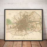 Old Map of Dublin, Ireland in 1836 by WB Clark - River Liffey, Leinster, County Dublin