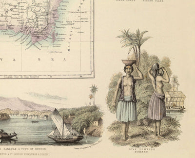 Old Map of the Dutch East Indies in 1872 by Fullarton - Borneo, Java, Indonesia, Colonialism, Indian Ocean