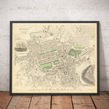 Mapa antiguo de Edimburgo, Escocia en 1834 por WB Clark