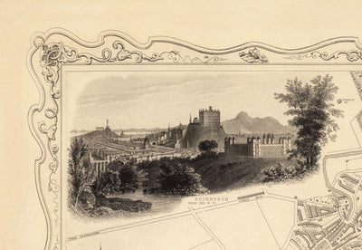 Old Map of Edinburgh, Scotland in 1851 by Tallis & Rapkin