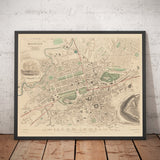 Old Map of Edinburgh, Scotland in 1853 by WB Clarke and George Cox - Waverley, Old Town, New Town, Castle, Railway, Arthurs Seat