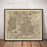 Vecchia mappa dell'Inghilterra e dell'Irlanda nel 1605 di Abraham Ortelius 