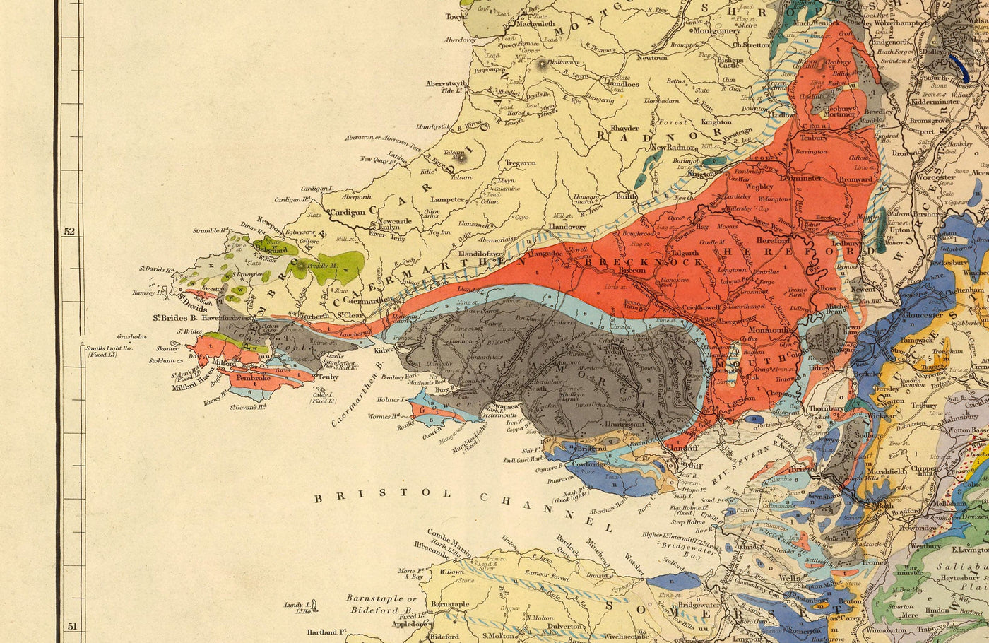 Old Geology & Railway Map of England and Wales, 1834 - Geologist Map