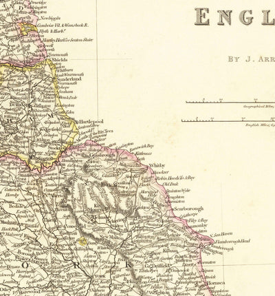 Old Map of England and Wales in 1832 by John Arrowsmith - Cities, Counties, Roads, Railway