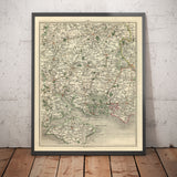 Ancienne carte du Hampshire et de l'île de Wight en 1794 par John Cary - Portsmouth, Southampton, Chichester, Havant
