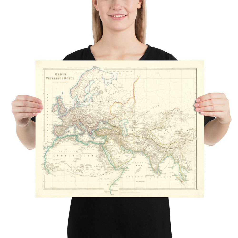 Alte Karte der antiken Welt von Arrowsmith, 1822 - Mittelalterliches Europa, Naher Osten, Afrika - Orbis Veteribus Notus