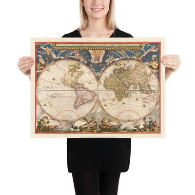 Old World Atlas Map, 1662 by Joan Blaeu - Rare Handcoloured Vintage Wall Art