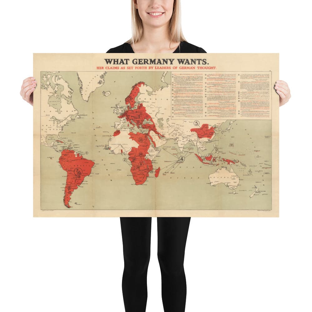 What Germany Wants, 1916, World War I & II Nazi Atlas Map