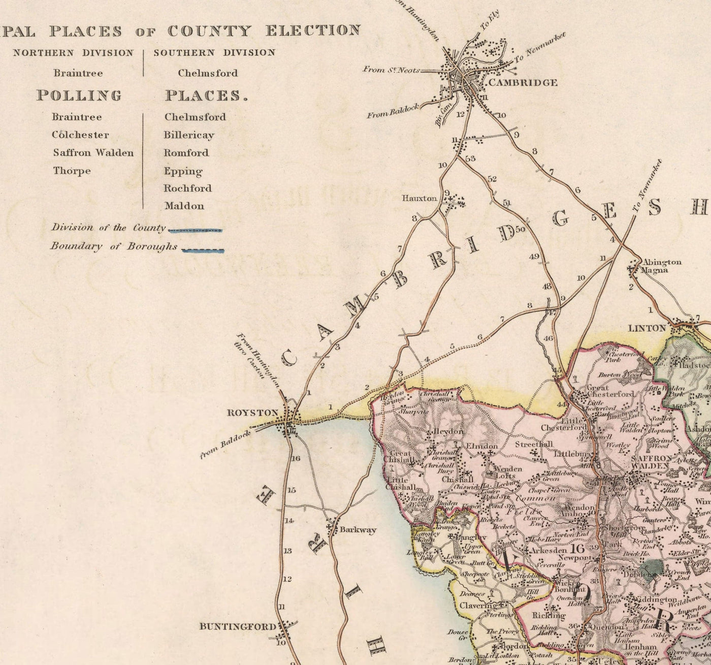 Old Map of Essex, 1831 by Greenwood & Co. - Southend, Colchester, Chelmsford, Romford, Dagenham, Brentwood, Basildon