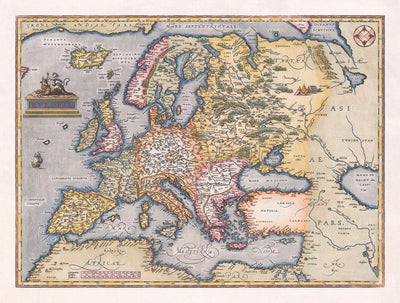 Old Map of Europe, 1570 - The First European Atlas - by Abraham Ortelius