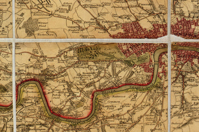 Old Map of London and Suburbs (25 miles) in 1790, by W. Faden - Kent, Sussex, Surrey, Essex, Middlesex, Hertfordshire