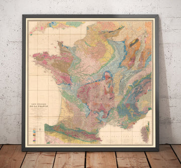 Antiguo mapa geológico de Francia, 1840 por André Brochant de Villiers - Europa Occidental, Bélgica