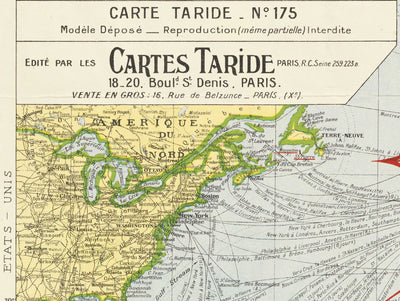 Alte Karte des französischen Kolonialreichs, 1938 von Taride - Frankreich, Napoleon, Nordafrika, Seewege