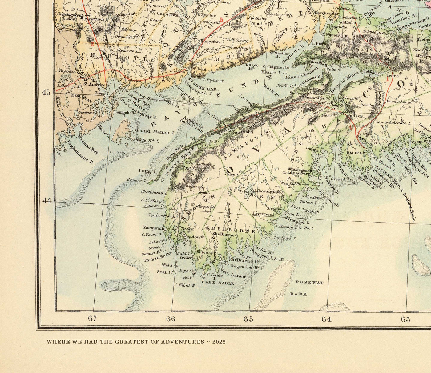 Old Map of the Ports & Harbours of Northern USA, 1872 by Fullarton - Hudson River, Boston, Philadelphia, New York, Portland