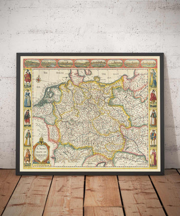 Alte Karte von Deutschland von John Speed, 1627 - Heiliges Römisches Reich, Deutsches Reich - Österreich, Tschechien, Polen, Schweiz 