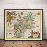 Old Map of Gloucestershire in 1665 by Joan Blaeu - Bristol, Cheltenham, Gloucester, Kingswood, Filton, Stroud