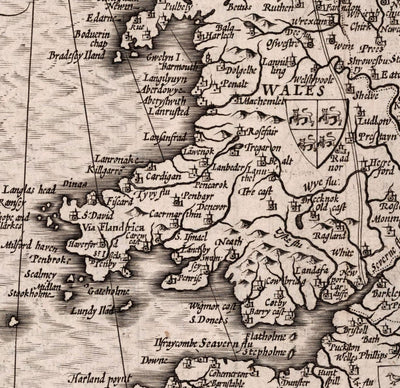 Old Viking Map of England, Wales & Scotland, 1611 by John Speed - Anglo-Saxon Heptarchy Map of Great Britain