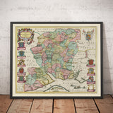 Old Map of Hampshire, 1665 by Joan Blaeu - Winchester, Portsmouth, Southampton, Basingstoke, Farnborough, Havant