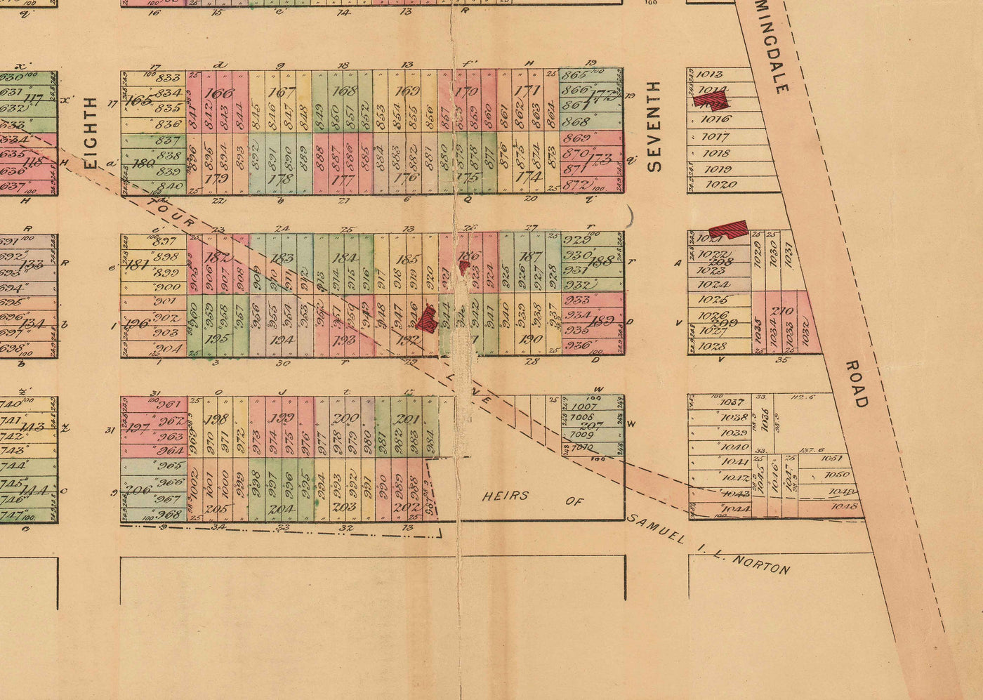 Old Map of Hell's Kitchen & Midtown West, NYC 1872 - Clinton, Manhattan Streets, Heritage Farm, 39th to 48th St