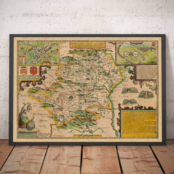 Old Map of Hertfordshire in 1611 by John Speed - Stevenage, St Albans, Watford, Hemel Hempstead