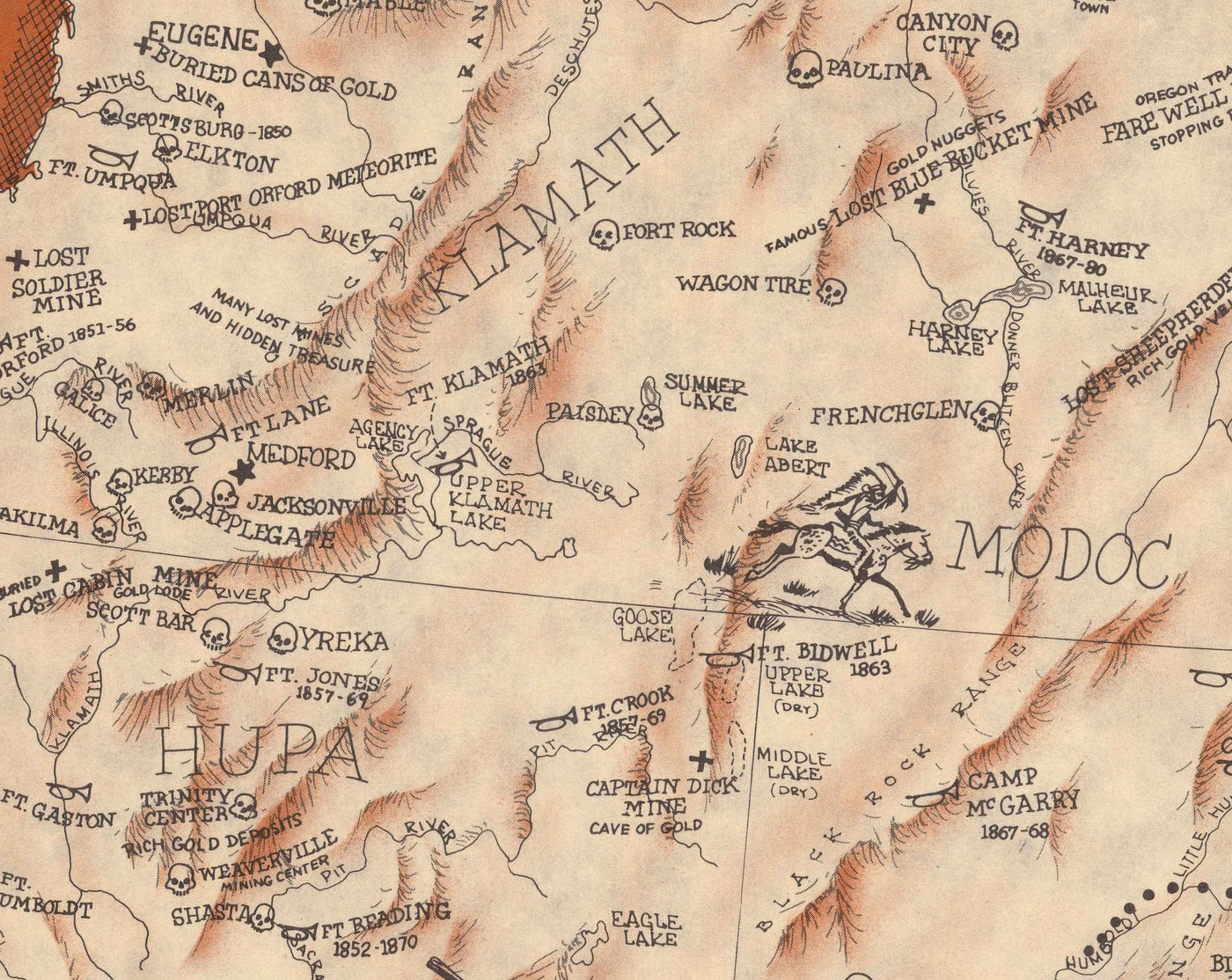 Western Map Layout Old Map of the American Wild West by Andy Dagosta in 1968 - Cowboys ...