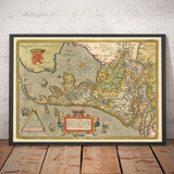 Old Map of Holland and Utrecht, 1595 by Abraham Ortelius - Amsterdam, Rotterdam, Hague, Utrecht