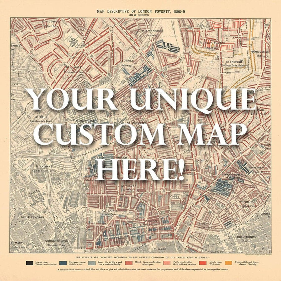 Personalised Poverty Map of London by Charles Booth, 1898-9
