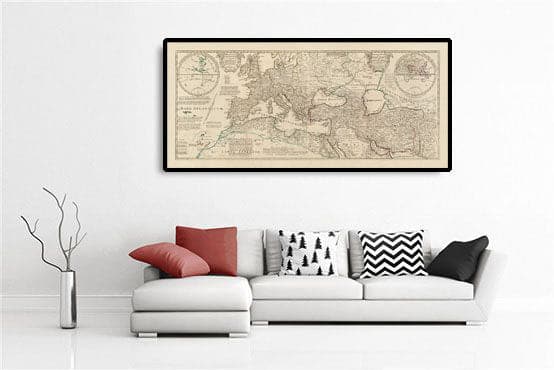 Old Roman Empire World Map From 400 AD - Giant Huge Rare Vintage Map of Byzantine