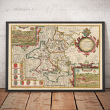 Old Map of Pembrokeshire Wales 1611 John Speed-Haverfordwest, St Davids, Fishguard