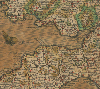 Ancienne carte d'Angleterre & Pays de Galles par John Speed, 1611 - Rare graphique handicapé du "Kingdome of Angleterre"