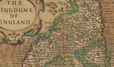 Ancienne carte d'Angleterre & Pays de Galles par John Speed, 1611 - Rare graphique handicapé du "Kingdome of Angleterre"