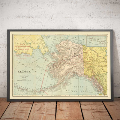 Old Map of Alaska, 1897 - Klondike Yukon Gold Rush - Inuit & Eskimos and Aleutian Islands