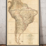 Seltene alte Karte von Südamerika von Faden, 1807 - Spanische Kolonialismus - Brasilien, Peru, Kolumbien, Chile, Venezuela, Amazonas 