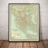 Alte Karte von Griechenland, 1834, von Teesdale - Kreta, Makedonien, Korfu, Albanien, Athen, Thessalien, Attika 