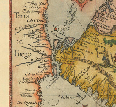 Old Map of South America by Linschoten, 1596 - Brazil, Peru, Chile, Caribbean, Florida, Spanish & Portuguese Colonies