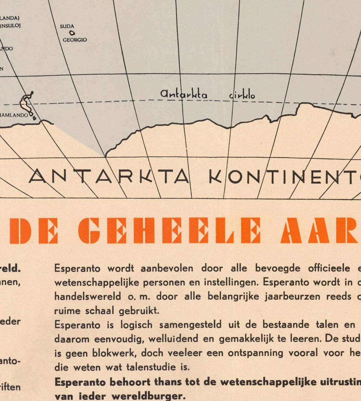 Old Esperanto World Map, 1930 - International Auxiliary Language Atlas Chart - Esperantujo, Esperantists